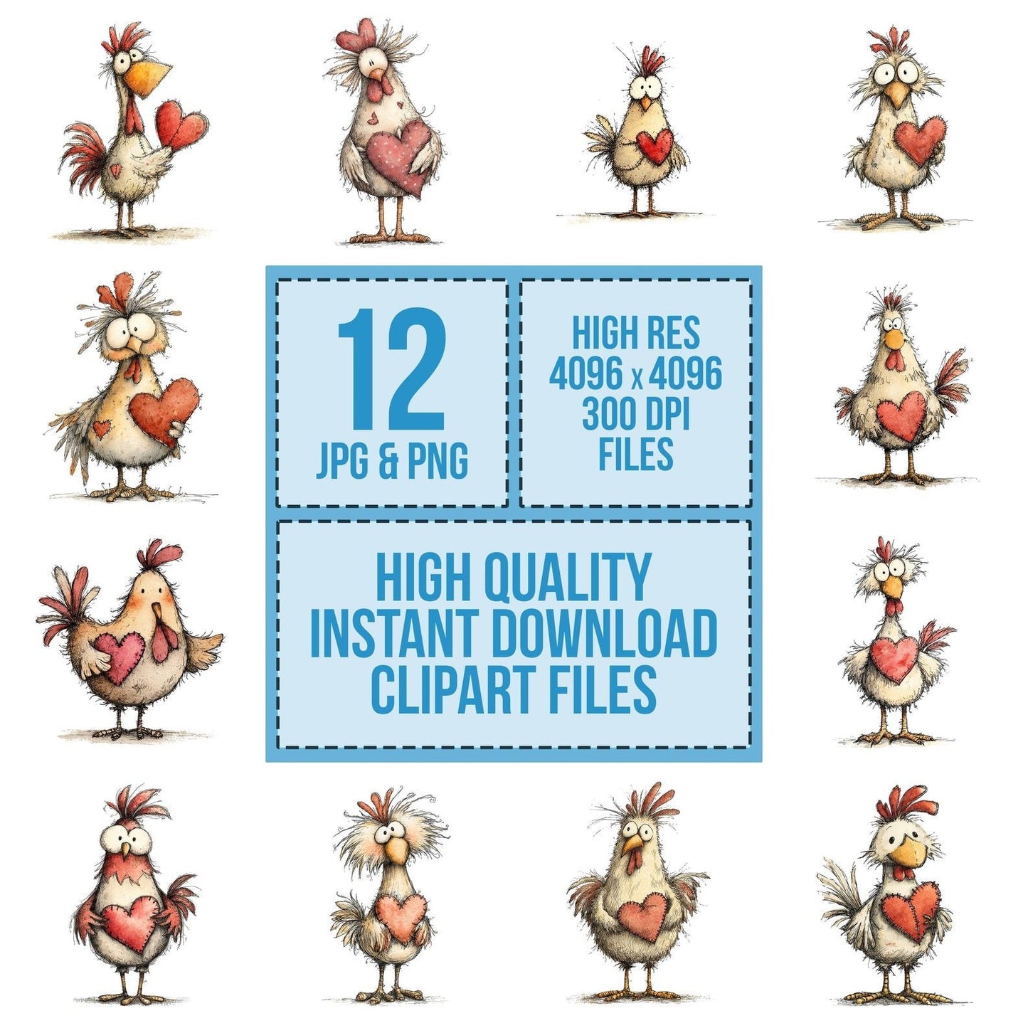 Tatty Chicken Valentine Clipart Set (DDD006701)