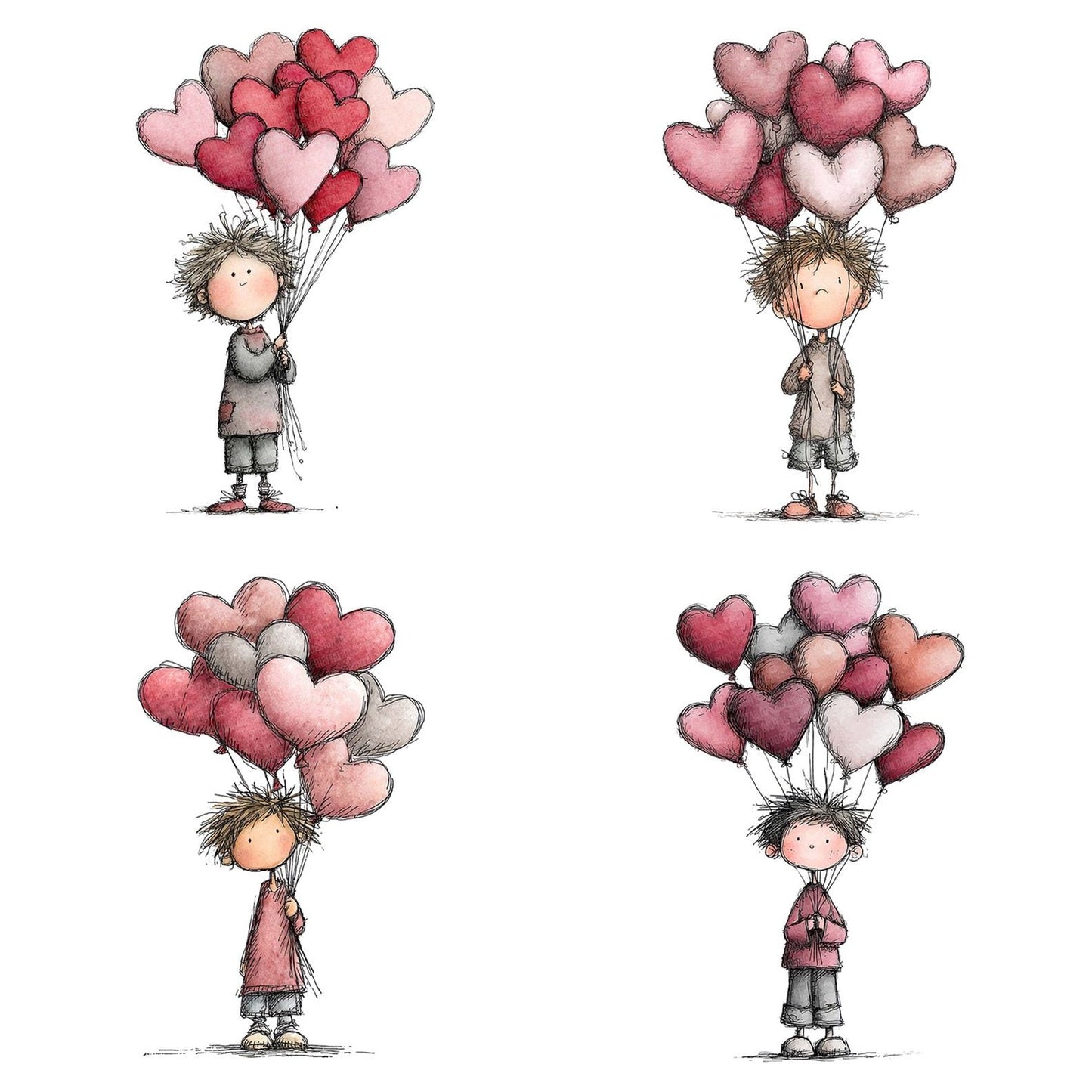 Tatty Child Heart Balloons Clipart Set (DDD006702)