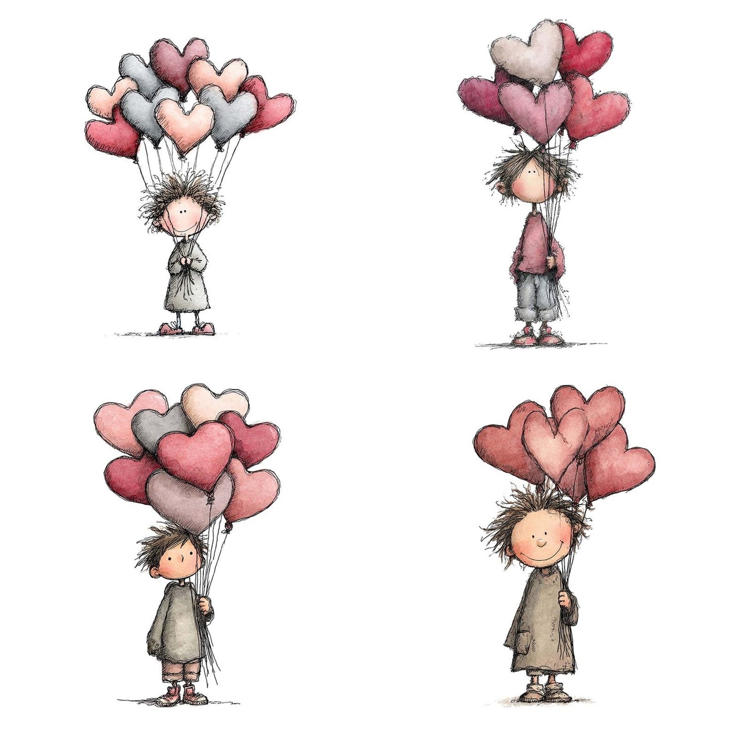 Tatty Child Heart Balloons Clipart Set (DDD006702)