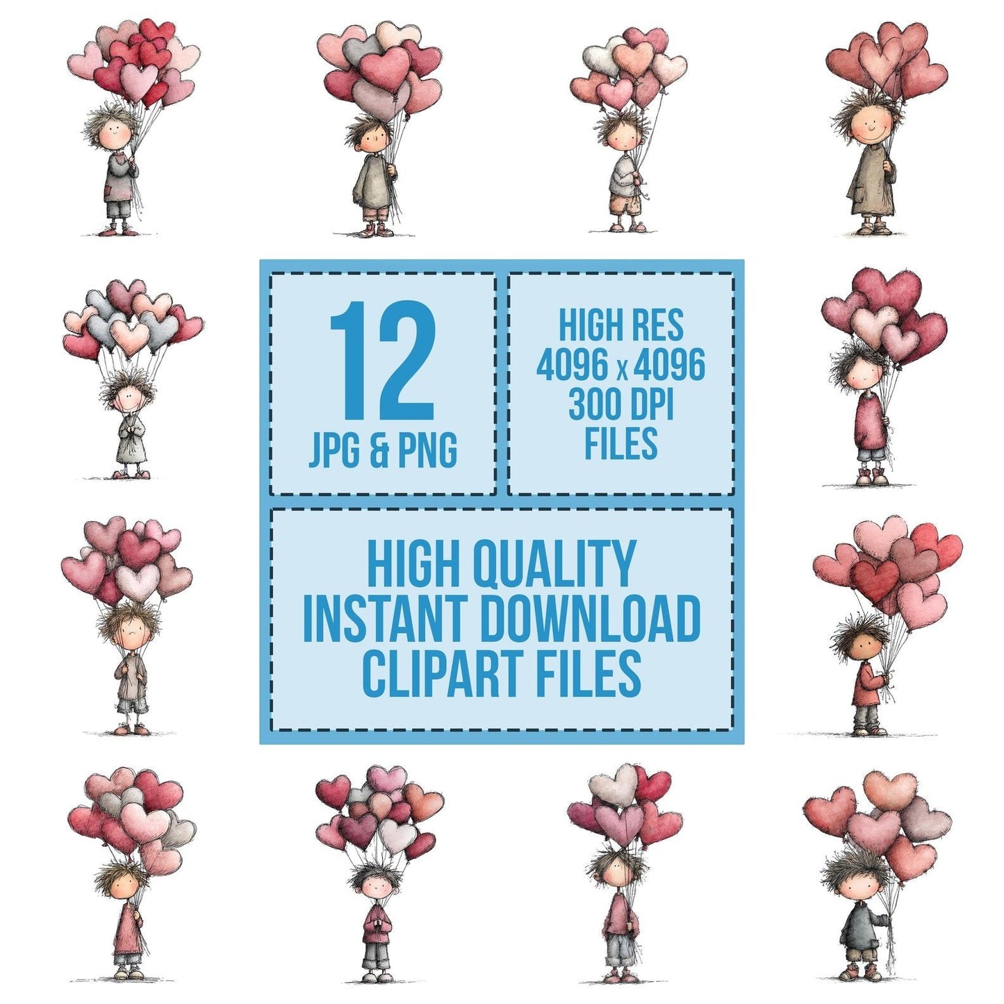 Tatty Child Heart Balloons Clipart Set (DDD006702)