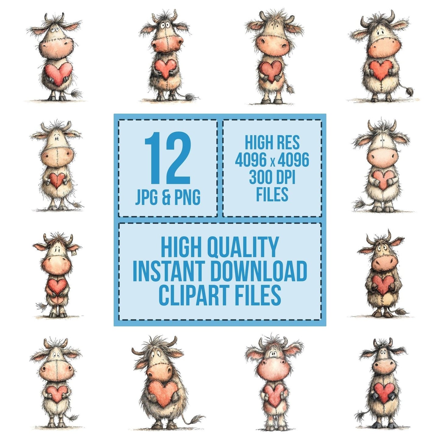 Tatty Cow Valentine Clipart Set (DDD006703)