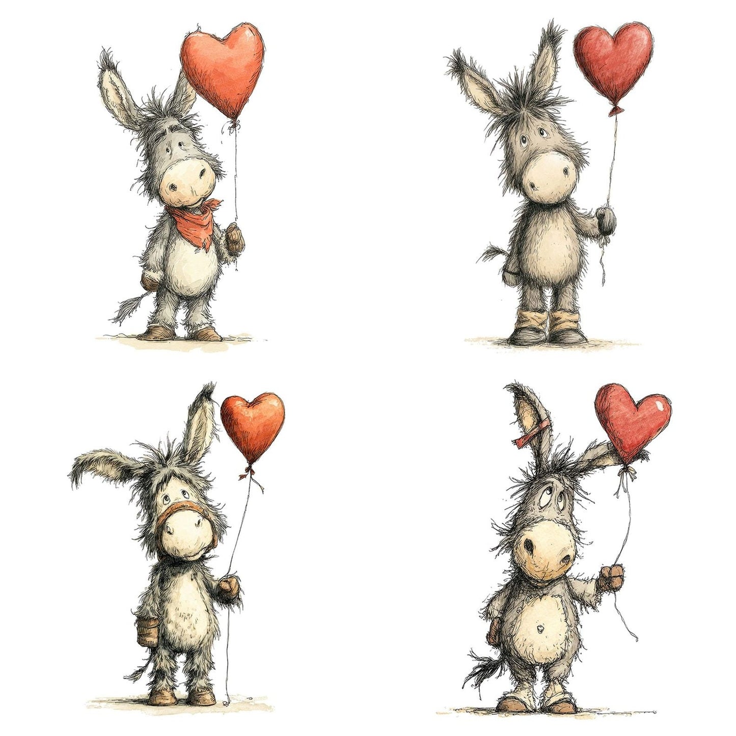 Tatty Donkey Heart Balloon Clipart Set (DDD006706)