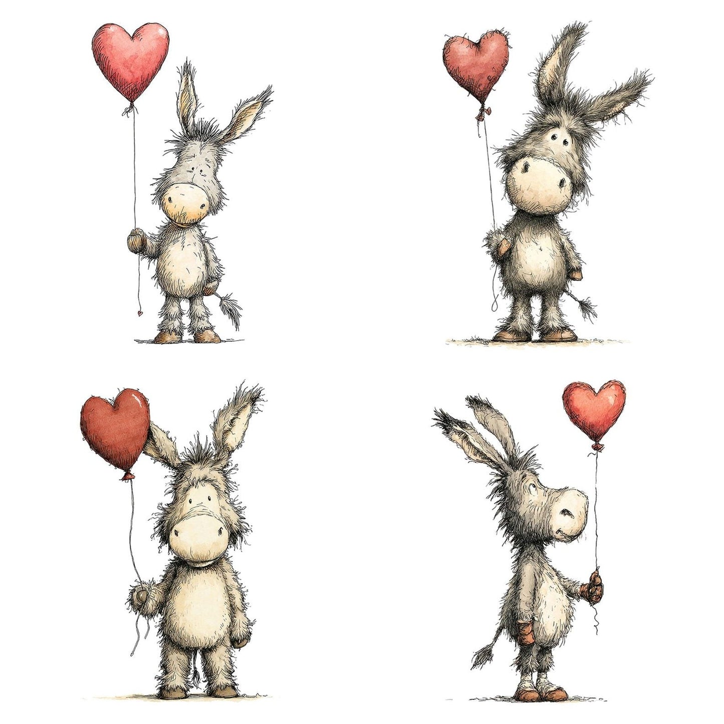 Tatty Donkey Heart Balloon Clipart Set (DDD006706)