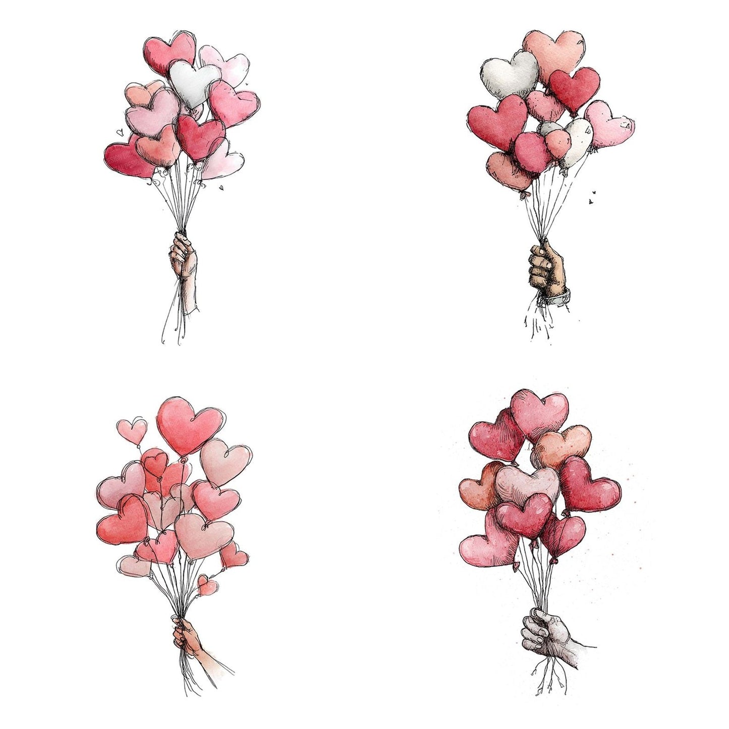 Tatty Hand Heart Balloons Clipart Set (DDD006708)