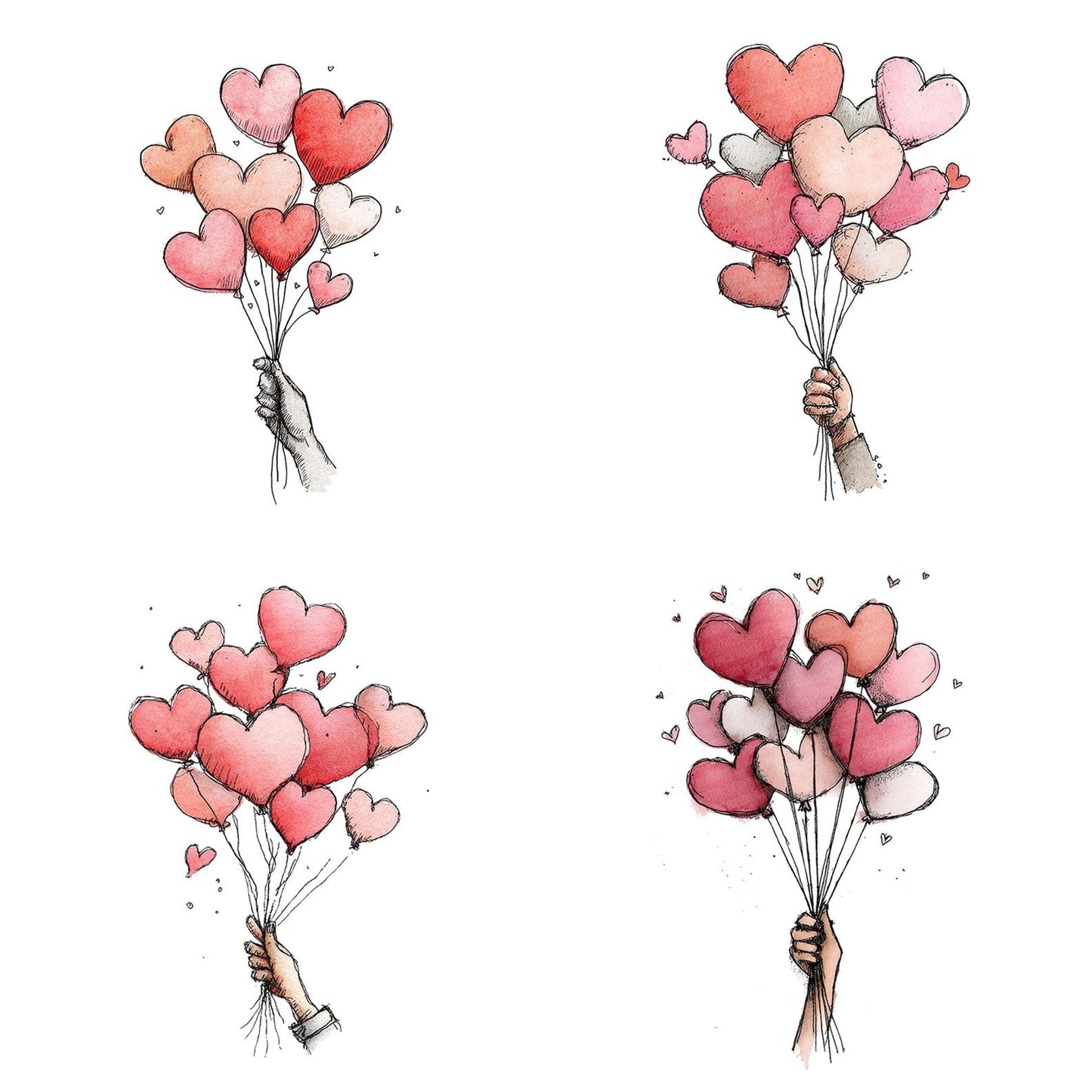 Tatty Hand Heart Balloons Clipart Set (DDD006708)