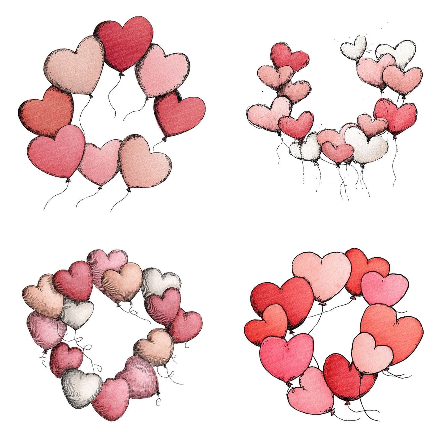 Tatty Heart Balloon Wreath Clipart Set (DDD006710)