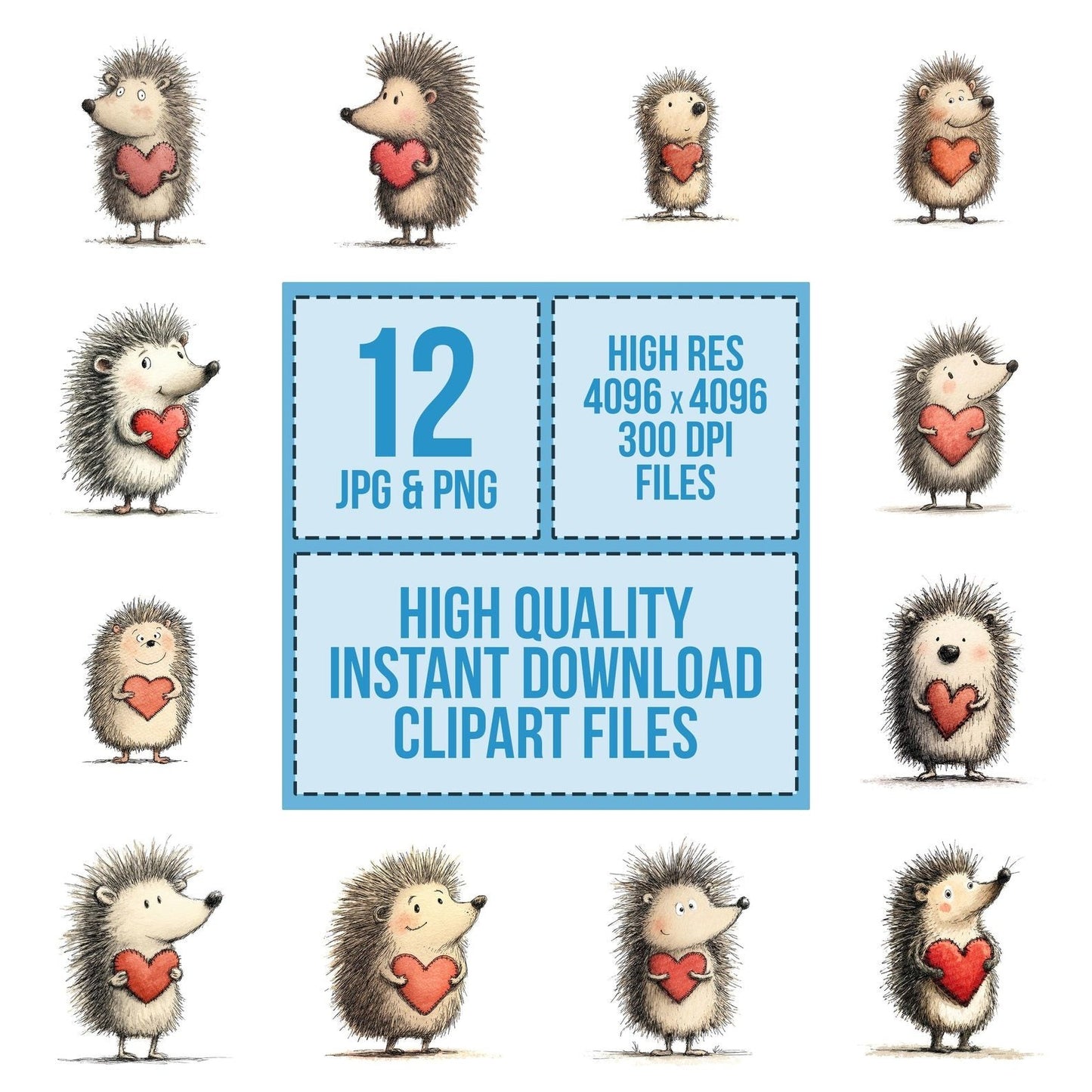 Tatty Hedgehog Valentine Clipart Set (DDD006711)