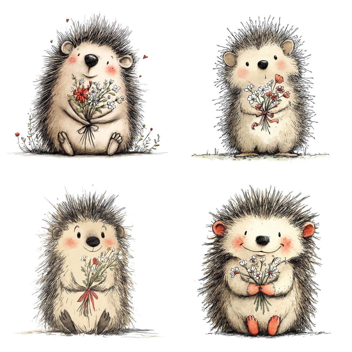 Tatty Hedgehog Wildflower Love Clipart Set (DDD006712)