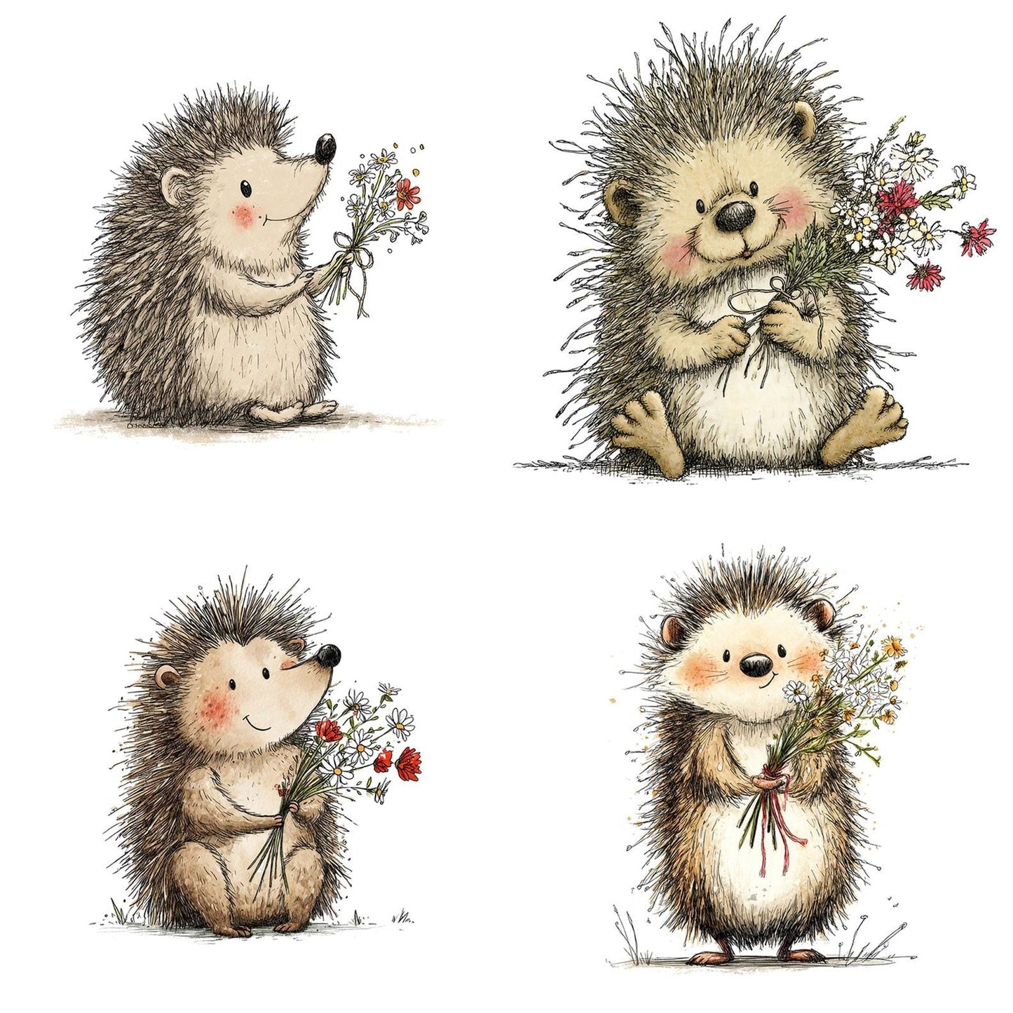 Tatty Hedgehog Wildflower Love Clipart Set (DDD006712)