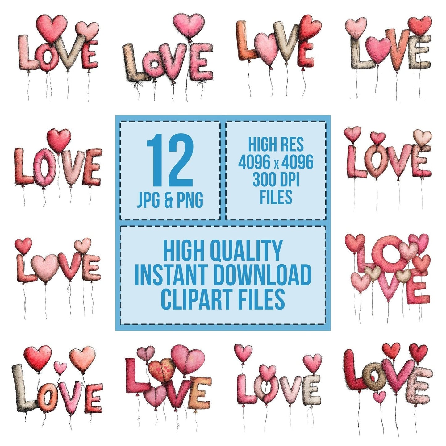 Tatty Love Balloons Clipart Set (DDD006713)