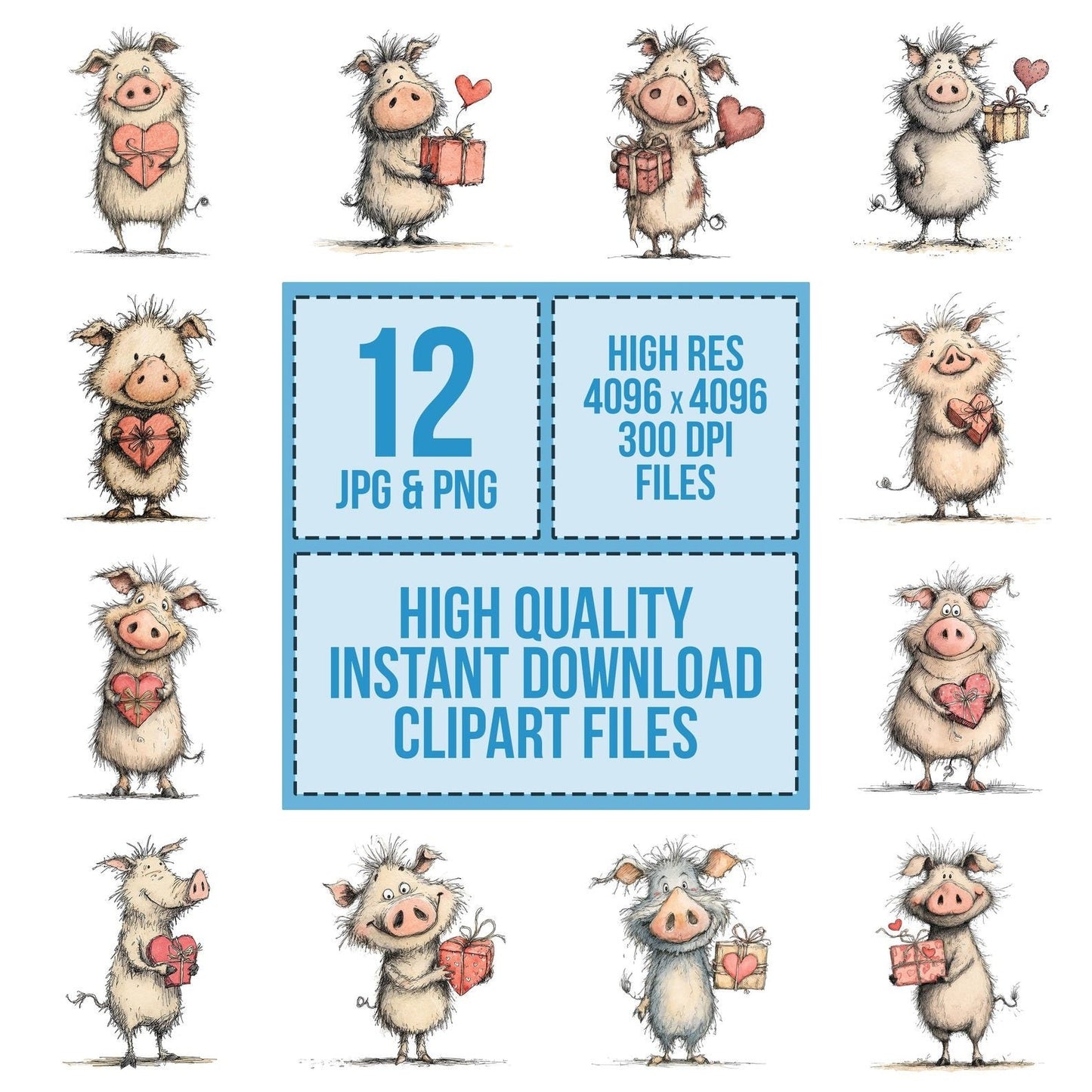 Tatty Pig Valentine Clipart Set (DDD006715)