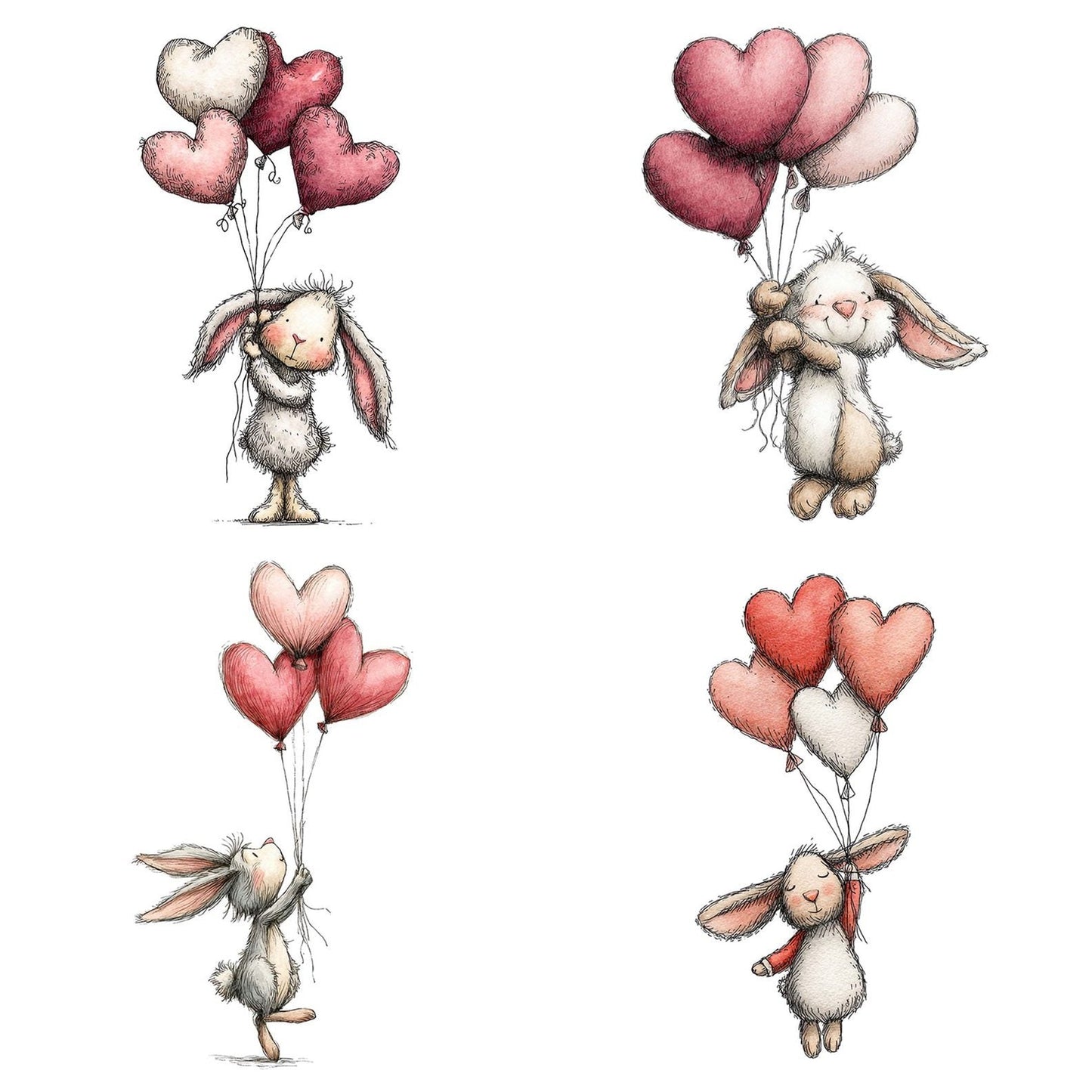 Tatty Rabbit Heart Balloons Clipart Set (DDD006716)