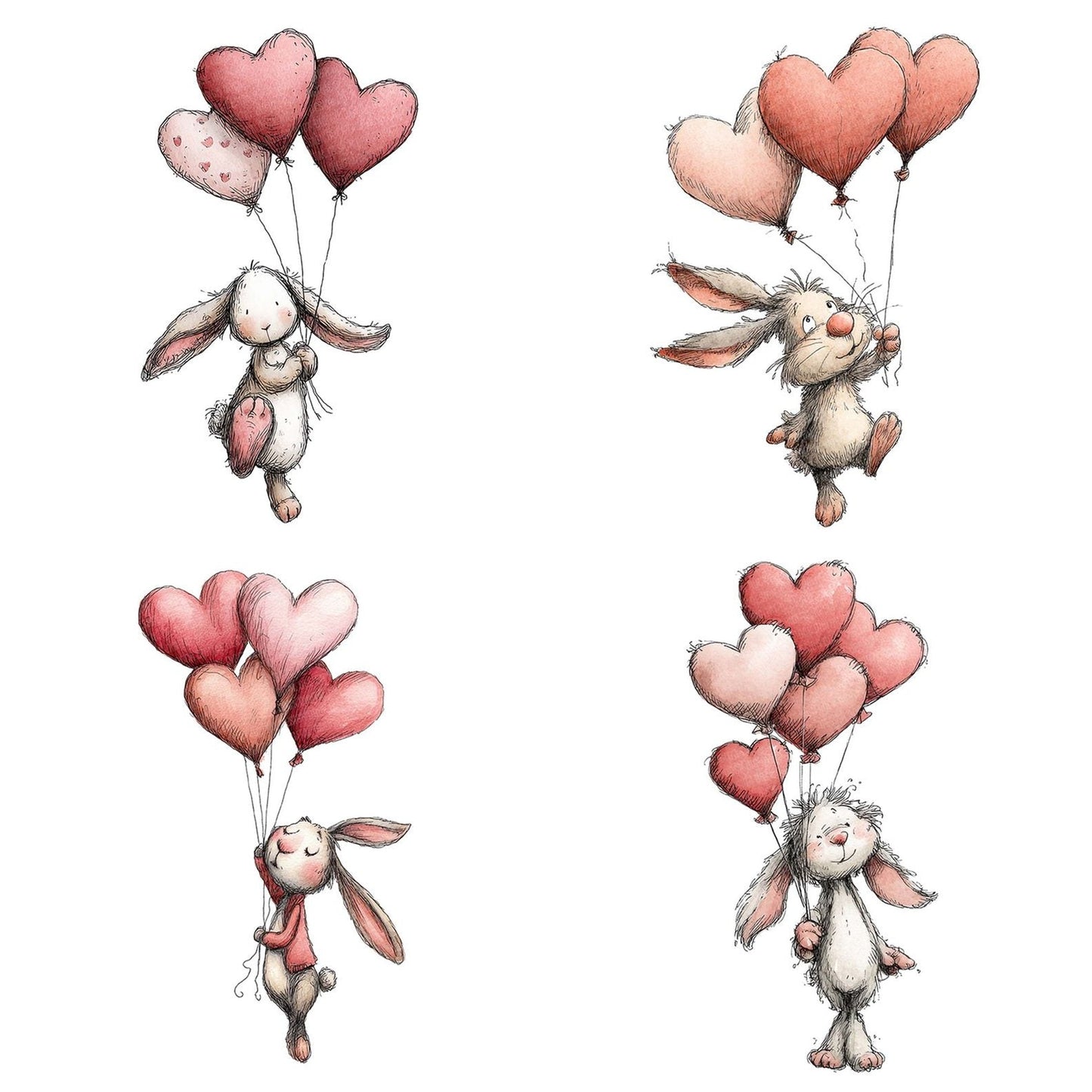 Tatty Rabbit Heart Balloons Clipart Set (DDD006716)