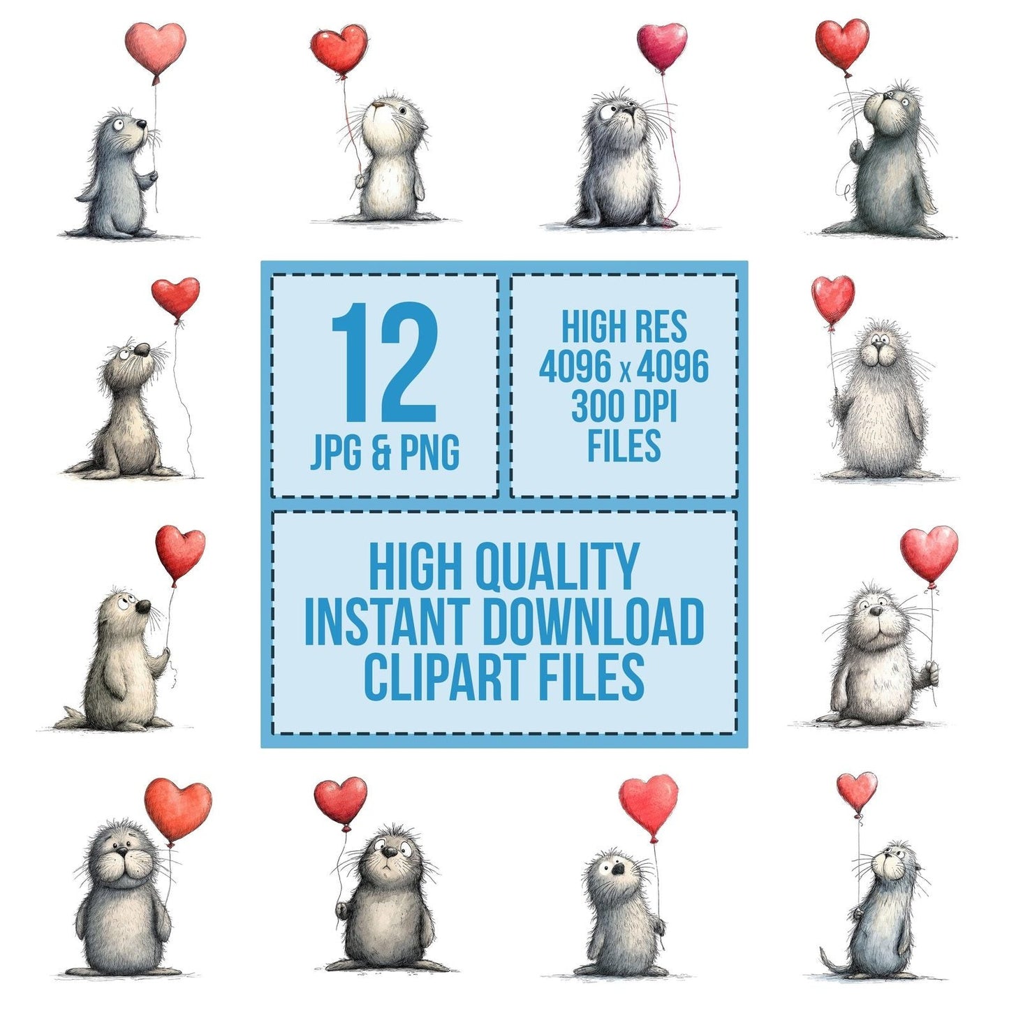 Tatty Seal Valentine Clipart Set (DDD006717)