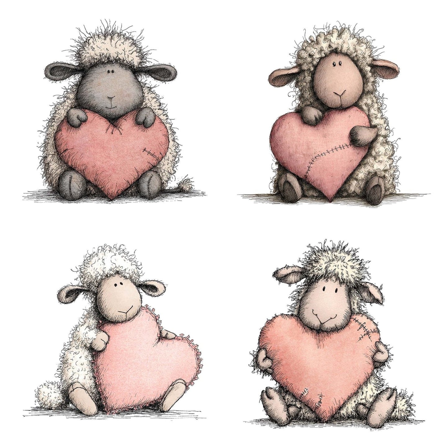 Tatty Sheep Heart Clipart Set (DDD006718)