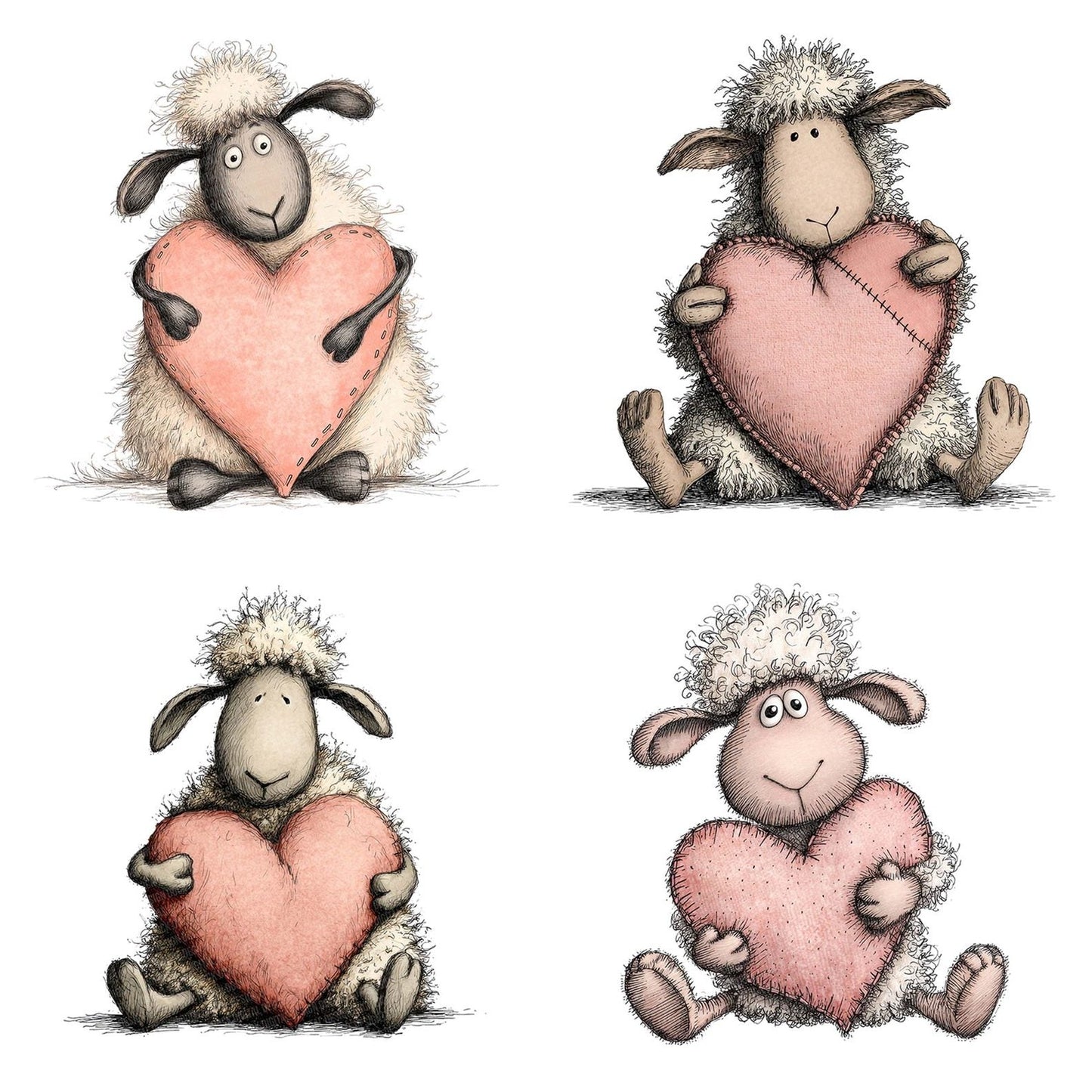 Tatty Sheep Heart Clipart Set (DDD006718)