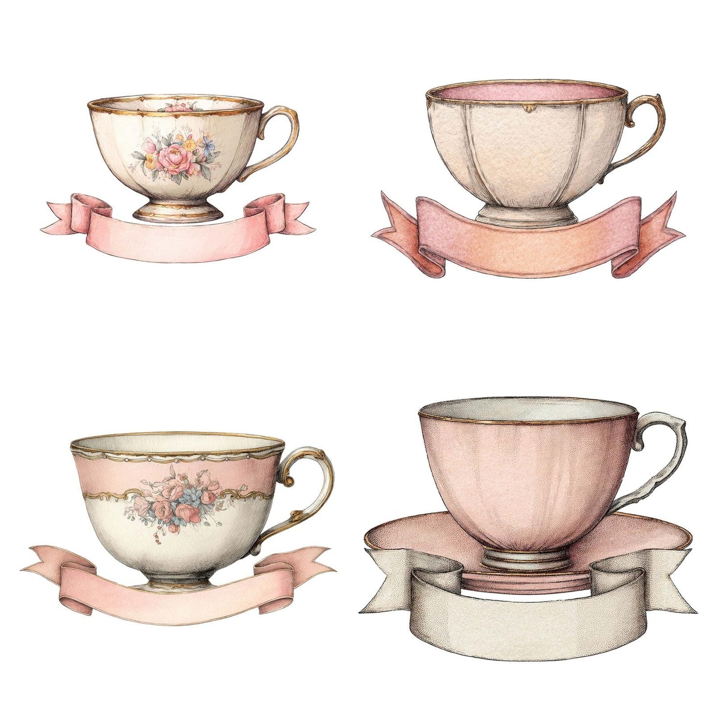 Teacup Banner Clipart Set (DDD006722)