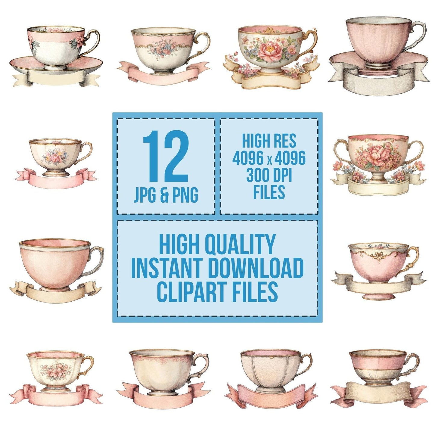 Teacup Banner Clipart Set (DDD006722)