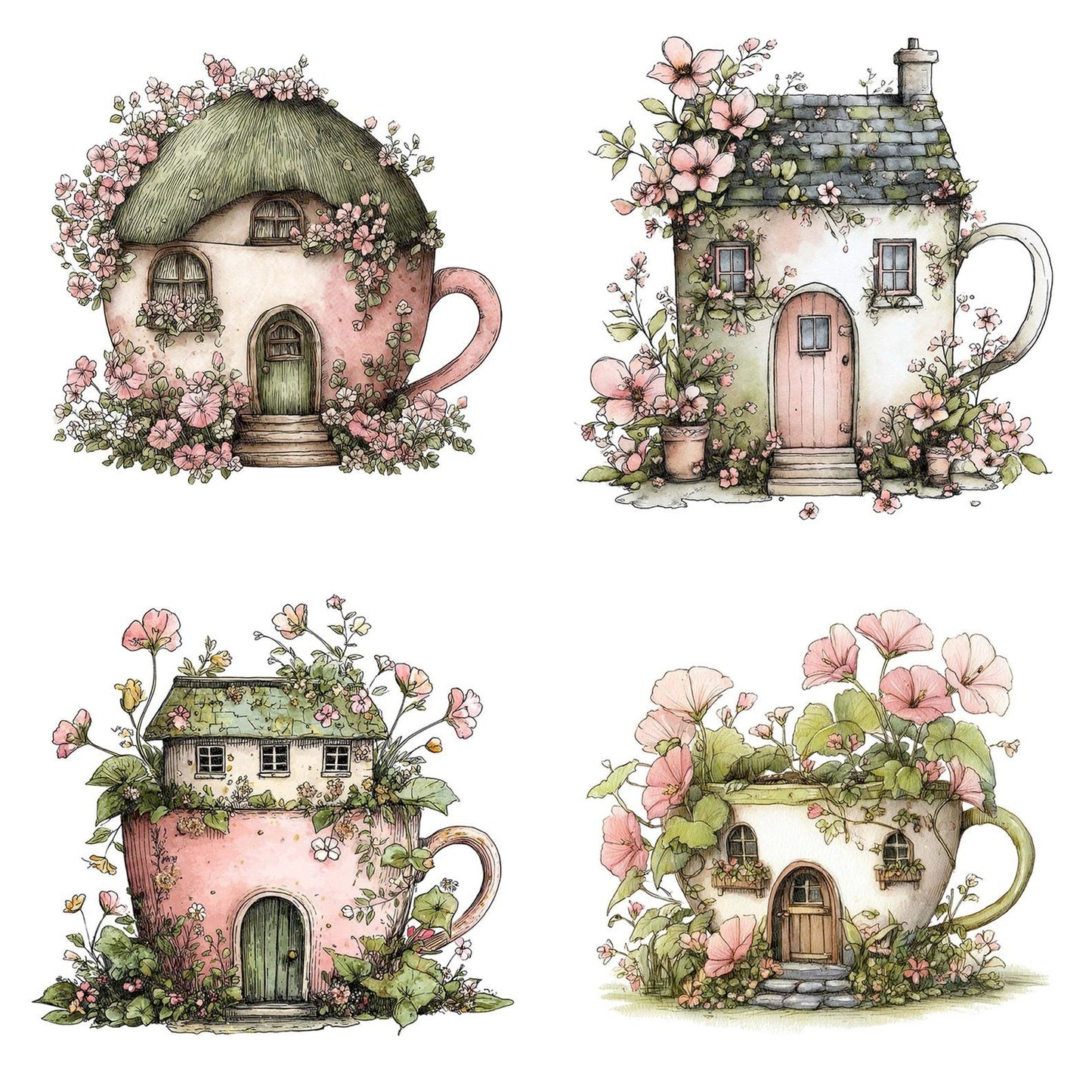 Teacup Fairy Cottage Clipart Set (DDD006724)