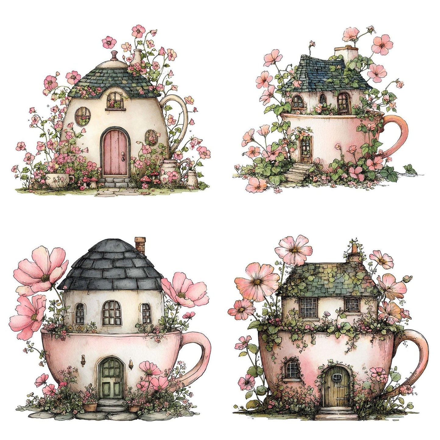 Teacup Fairy Cottage Clipart Set (DDD006724)