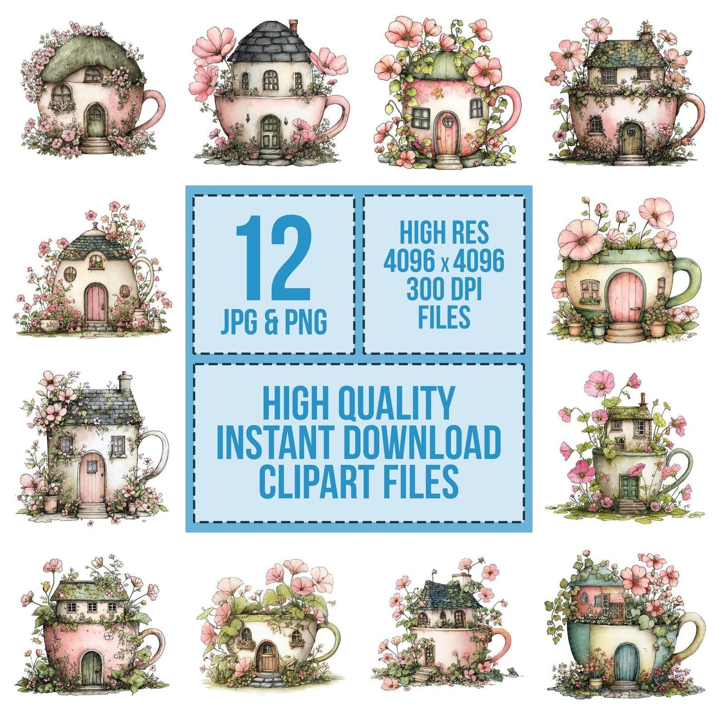 Teacup Fairy Cottage Clipart Set (DDD006724)