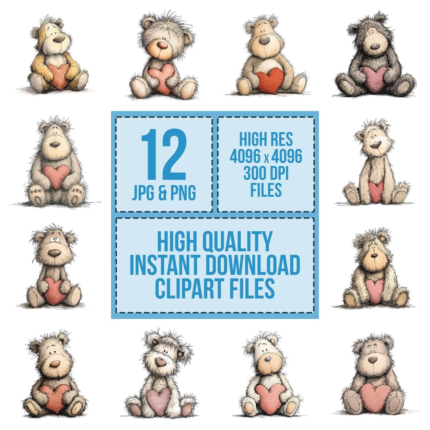 Teddy With Heart Clipart Set (DDD006738)
