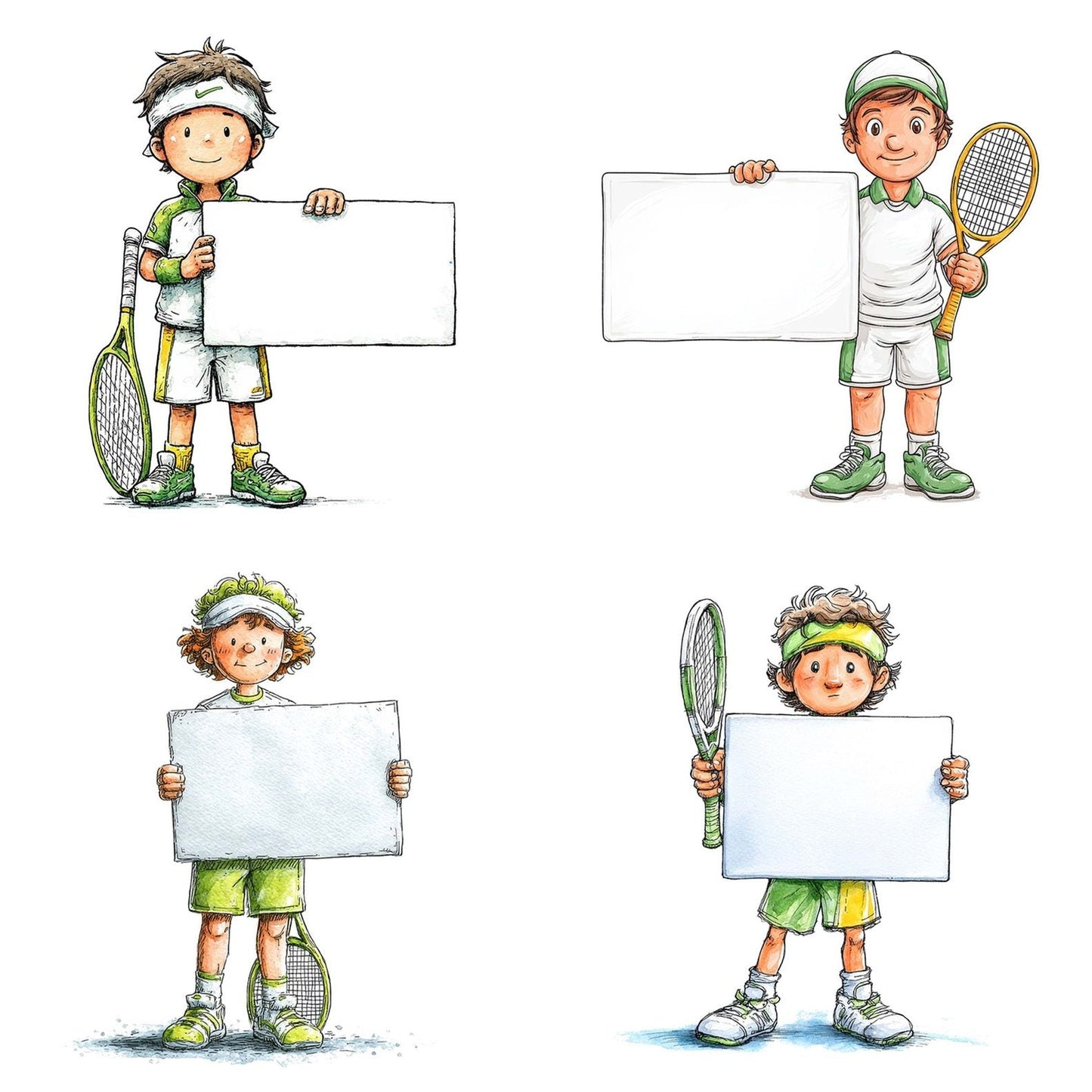 Tennis Player Signboard Clipart Set (DDD006741)