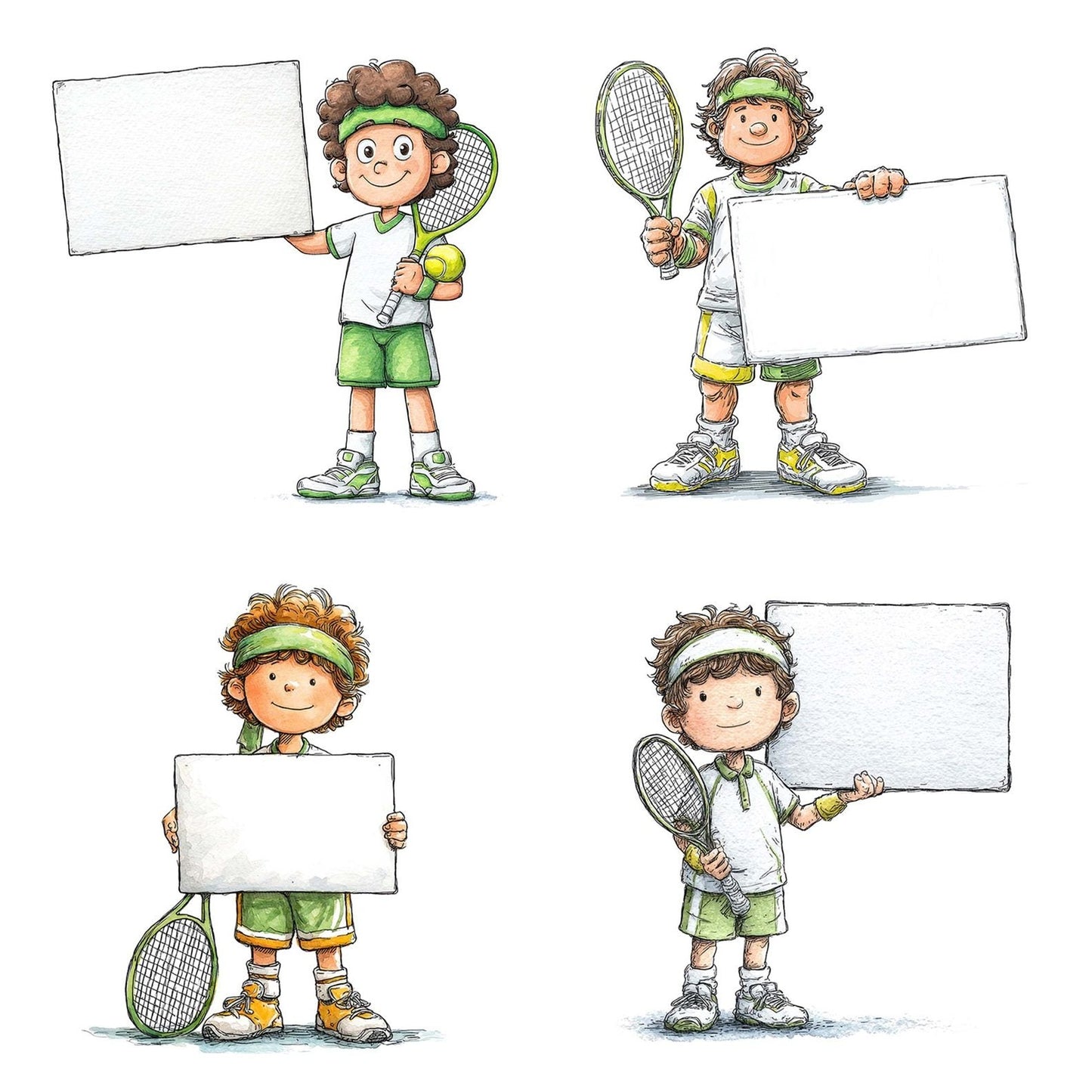 Tennis Player Signboard Clipart Set (DDD006741)