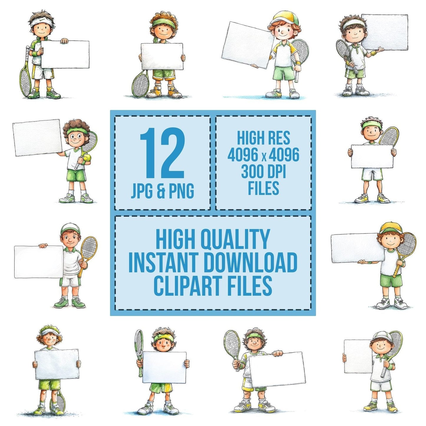 Tennis Player Signboard Clipart Set (DDD006741)