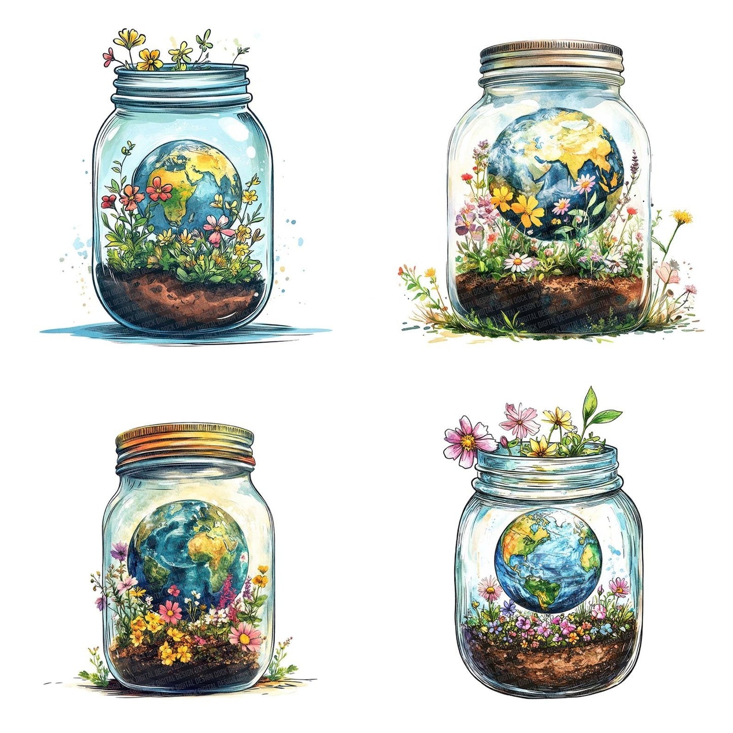 Terrarium Jar with Earth Clipart Set (DDD006743)