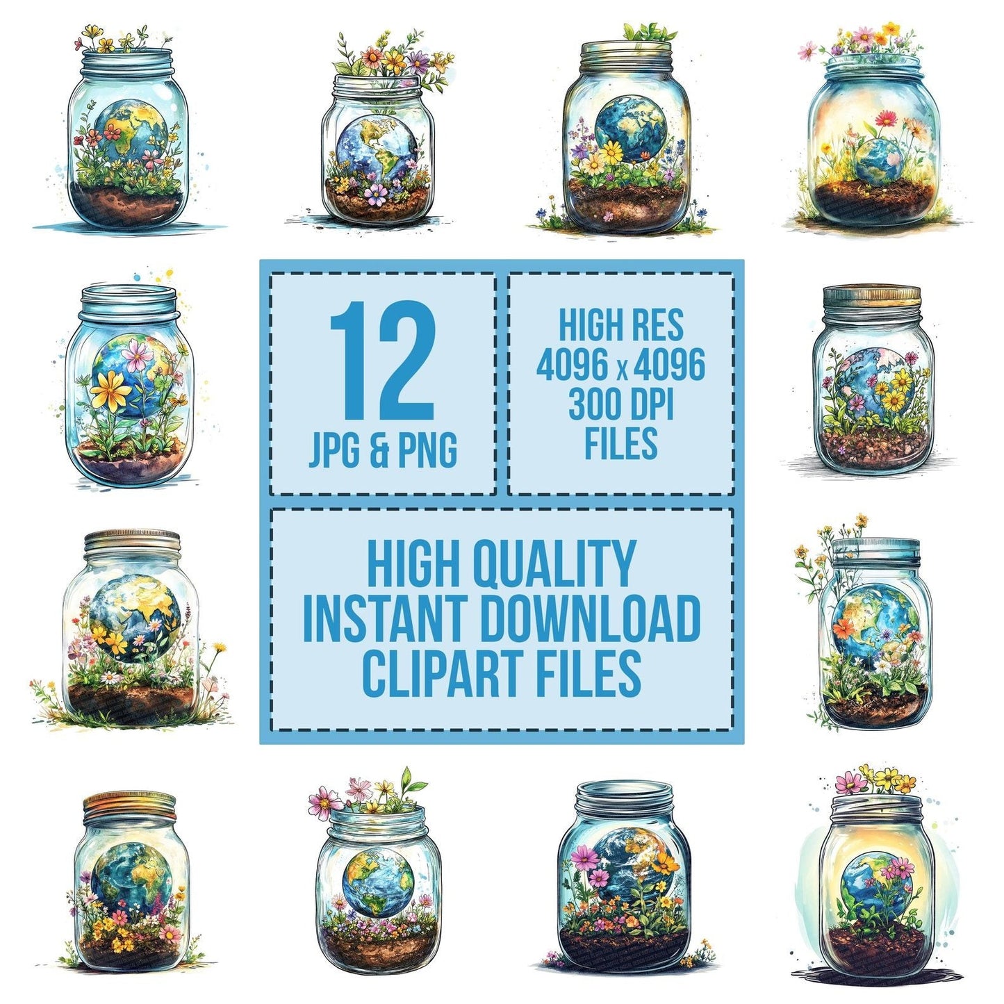 Terrarium Jar with Earth Clipart Set (DDD006743)