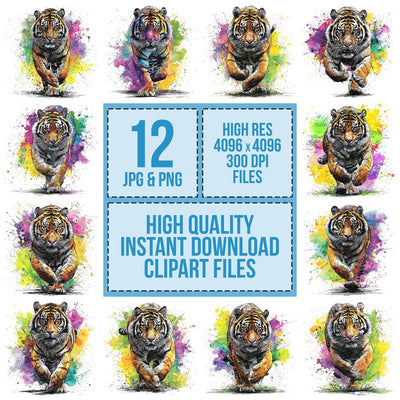 Tiger Neon Colour Splash Clipart Set (DDD006755)