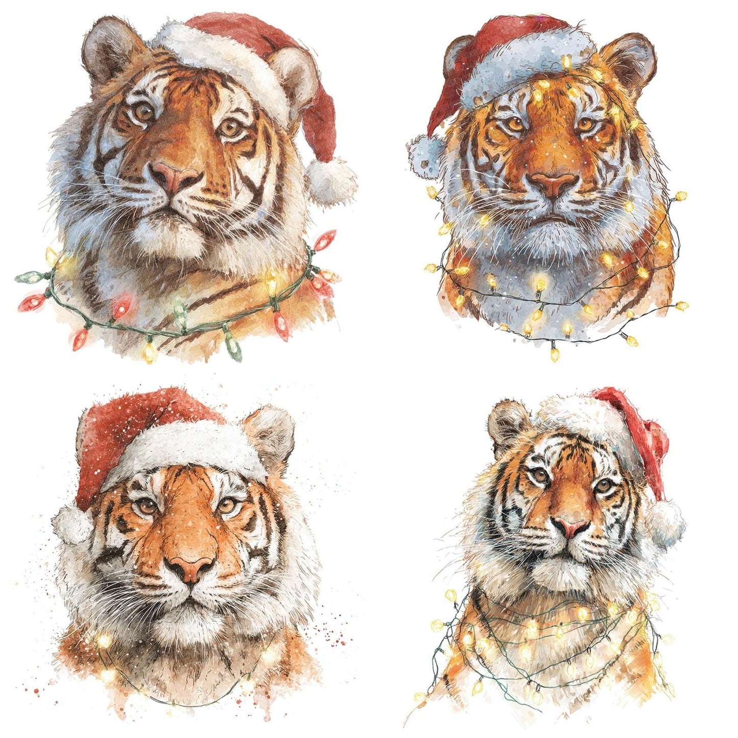 Tiger Santa Hat Clipart Set (DDD006756)