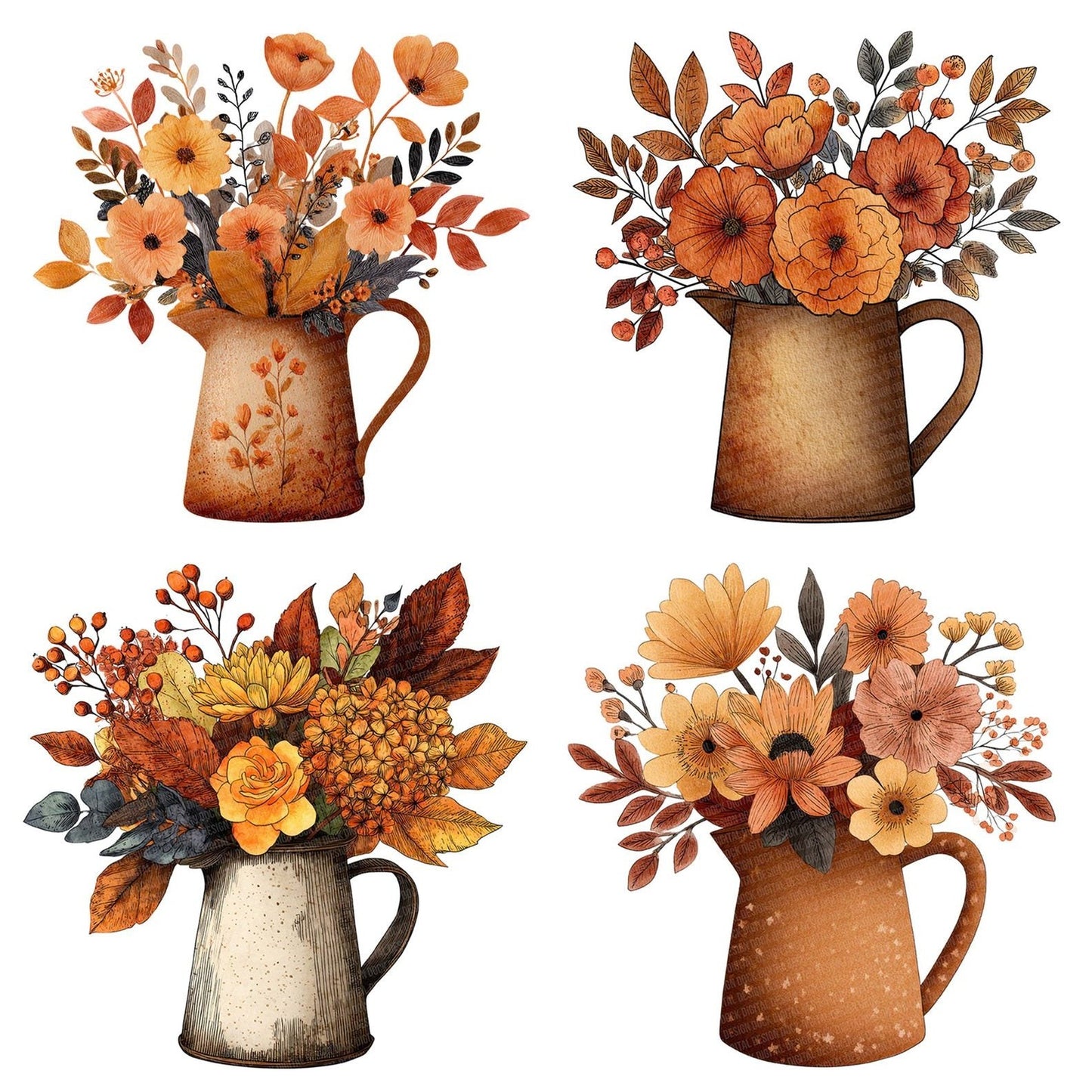 Tin Jug Autumn Bouquet Clipart Set (DDD006758)