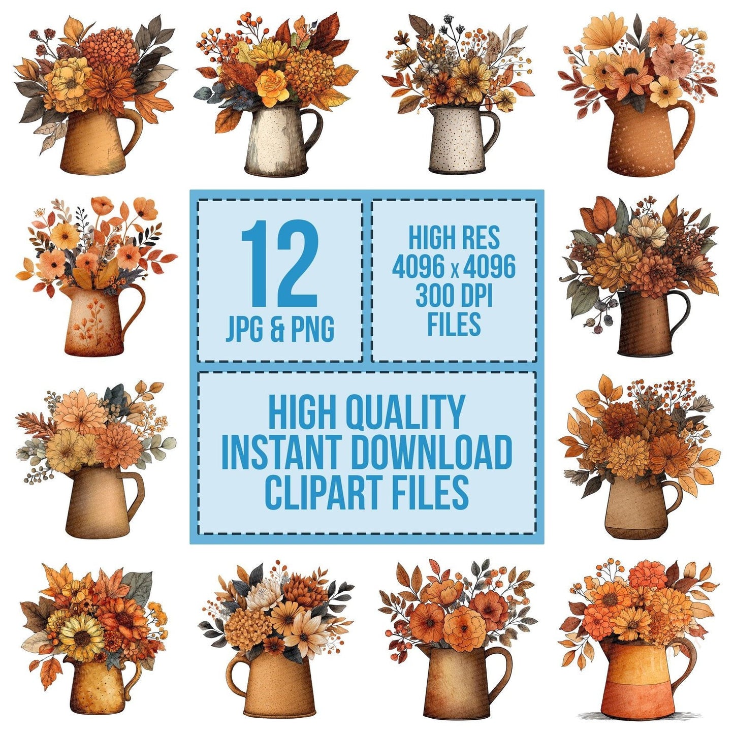 Tin Jug Autumn Bouquet Clipart Set (DDD006758)