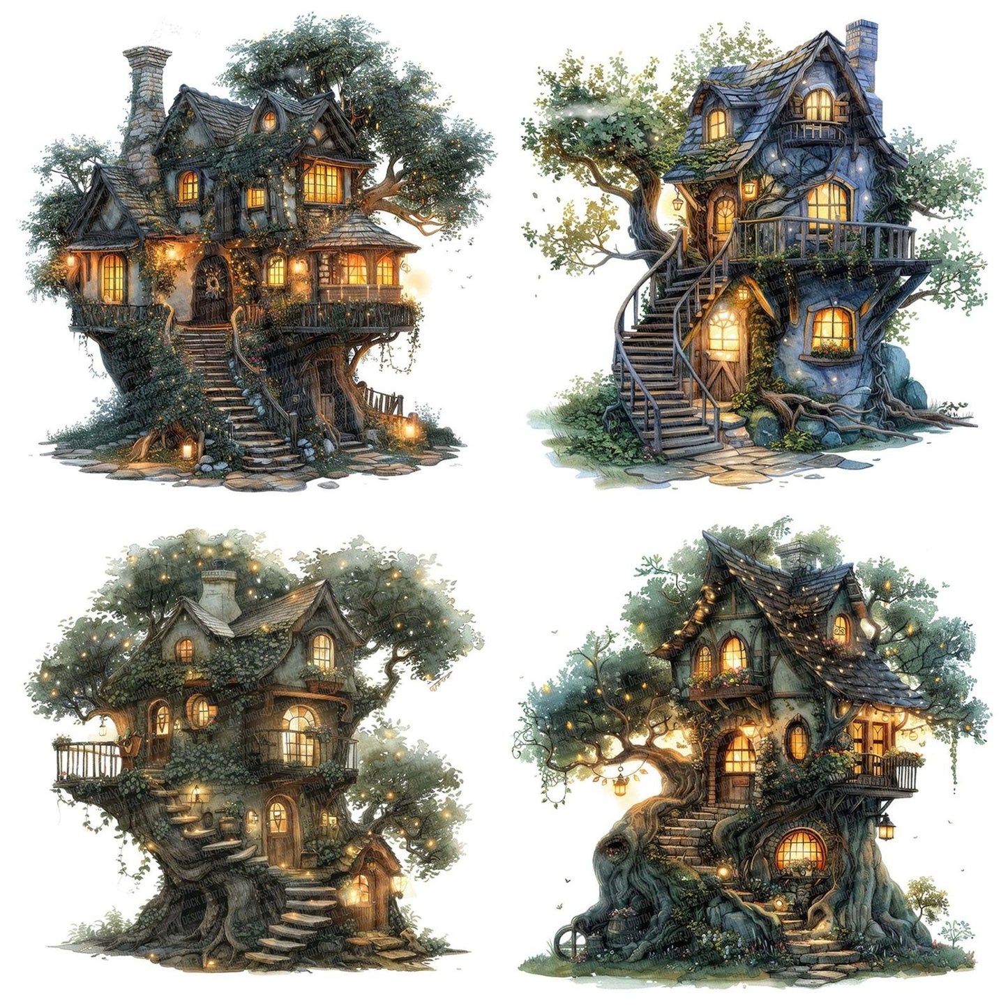 Tree House with Fairy Lights Clipart Set (DDD006773)