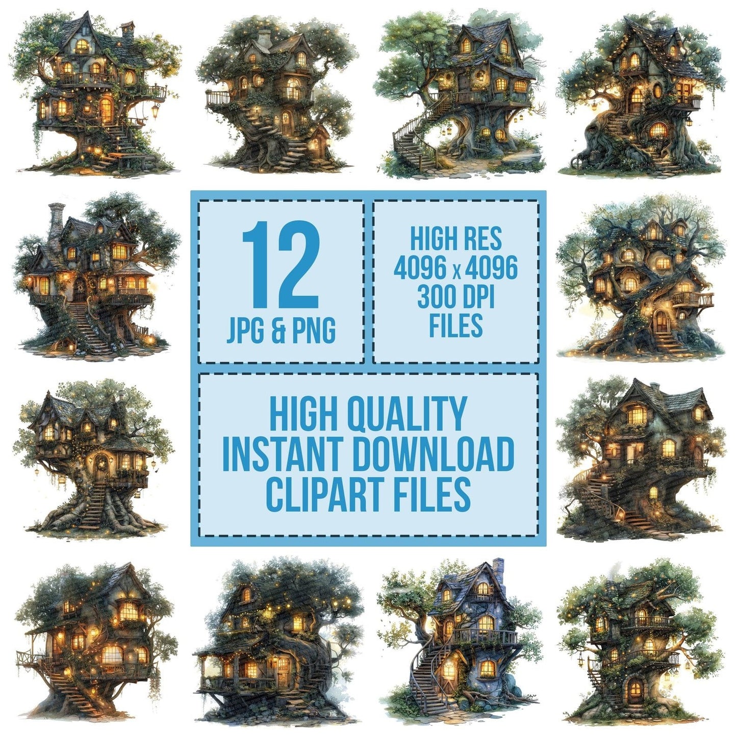 Tree House with Fairy Lights Clipart Set (DDD006773)