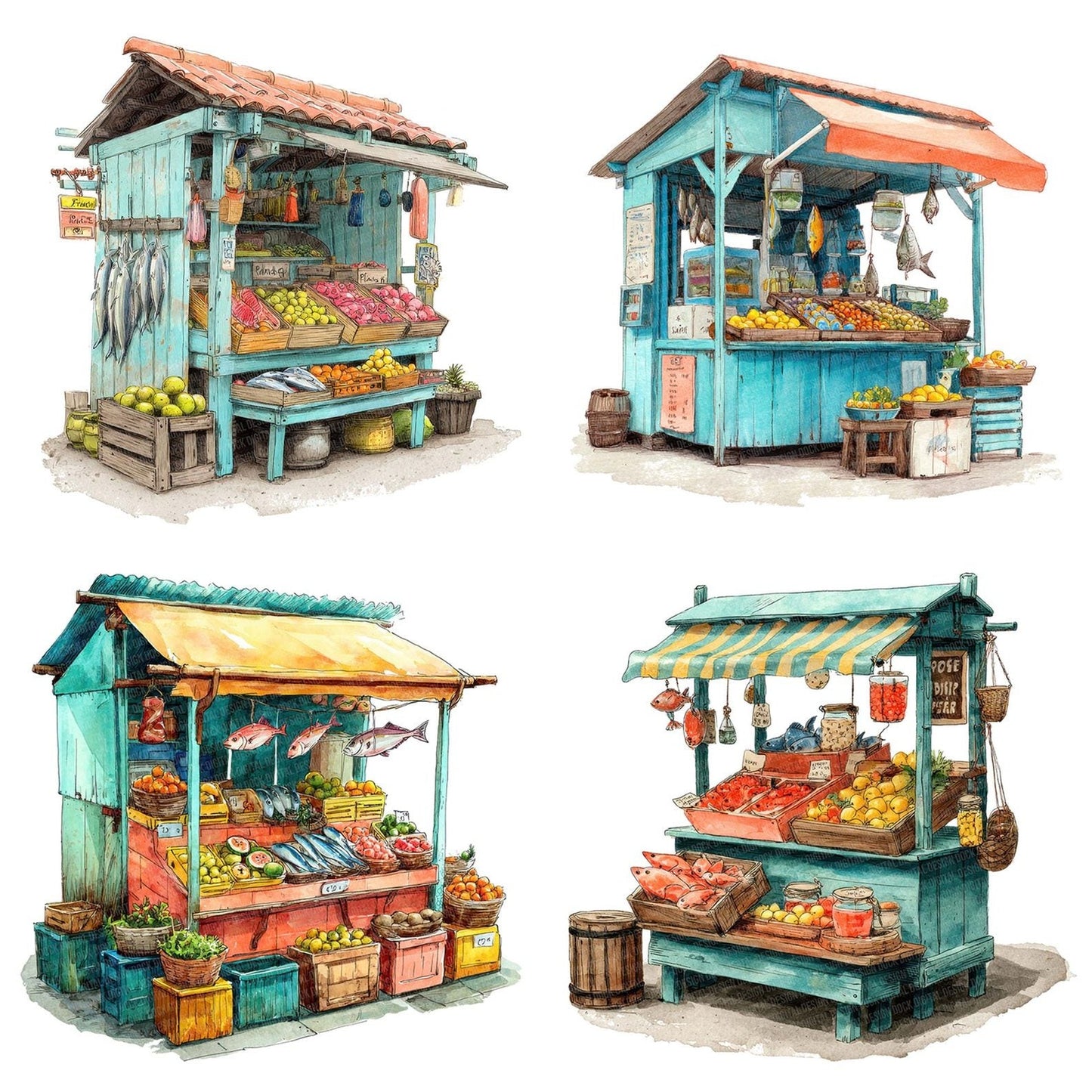 Tropical Market Stall Clipart Set (DDD006783)