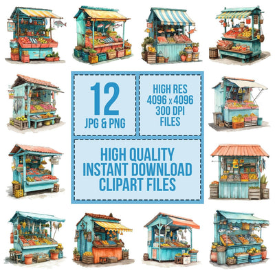 Tropical Market Stall Clipart Set (DDD006783)