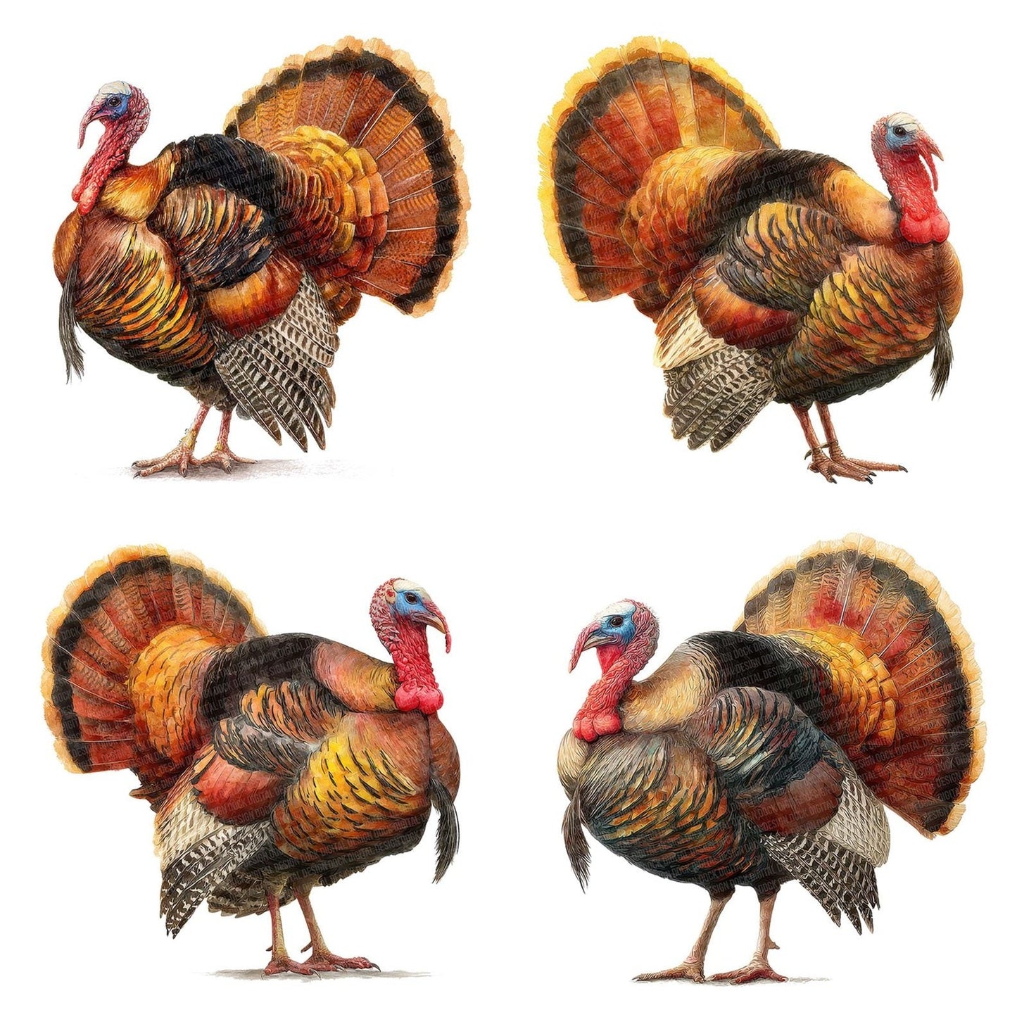 Turkey Feathers Spread Clipart Set (DDD006787)