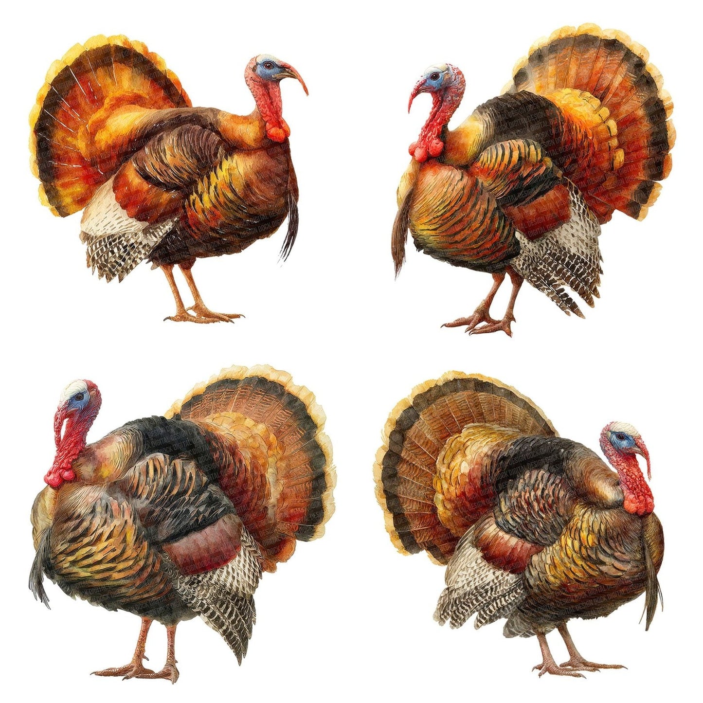 Turkey Feathers Spread Clipart Set (DDD006787)