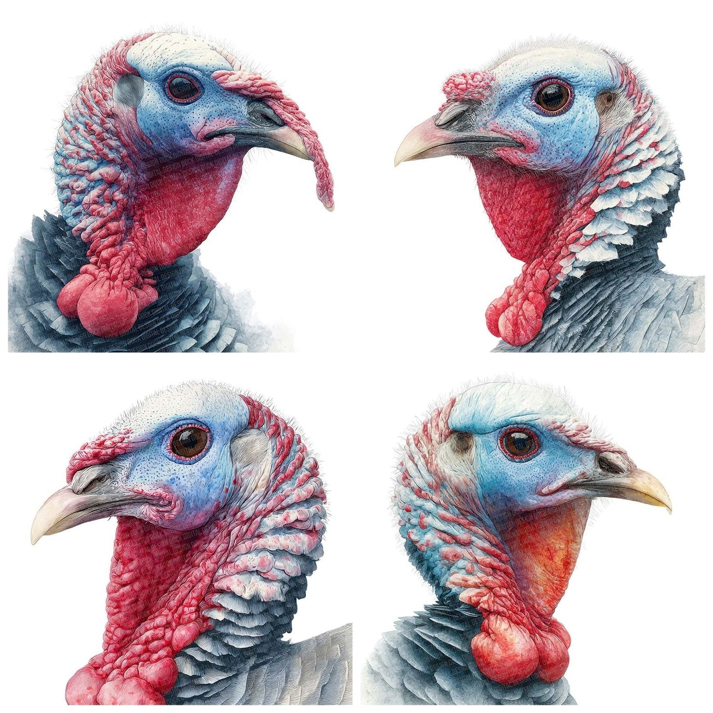 Turkey Head Portrait Clipart Set (DDD006788)