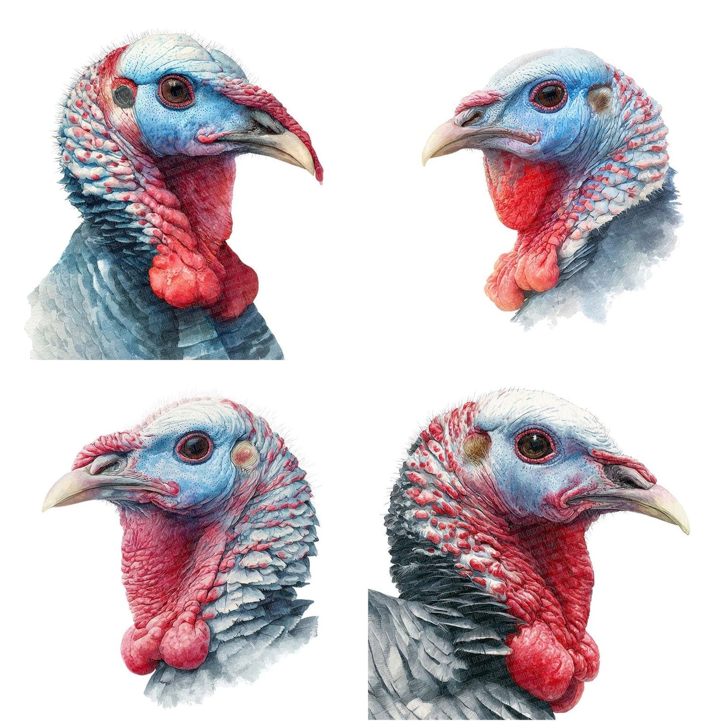 Turkey Head Portrait Clipart Set (DDD006788)