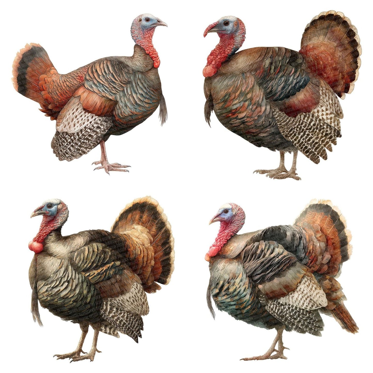 Turkey Side Profile Clipart Set (DDD006789)