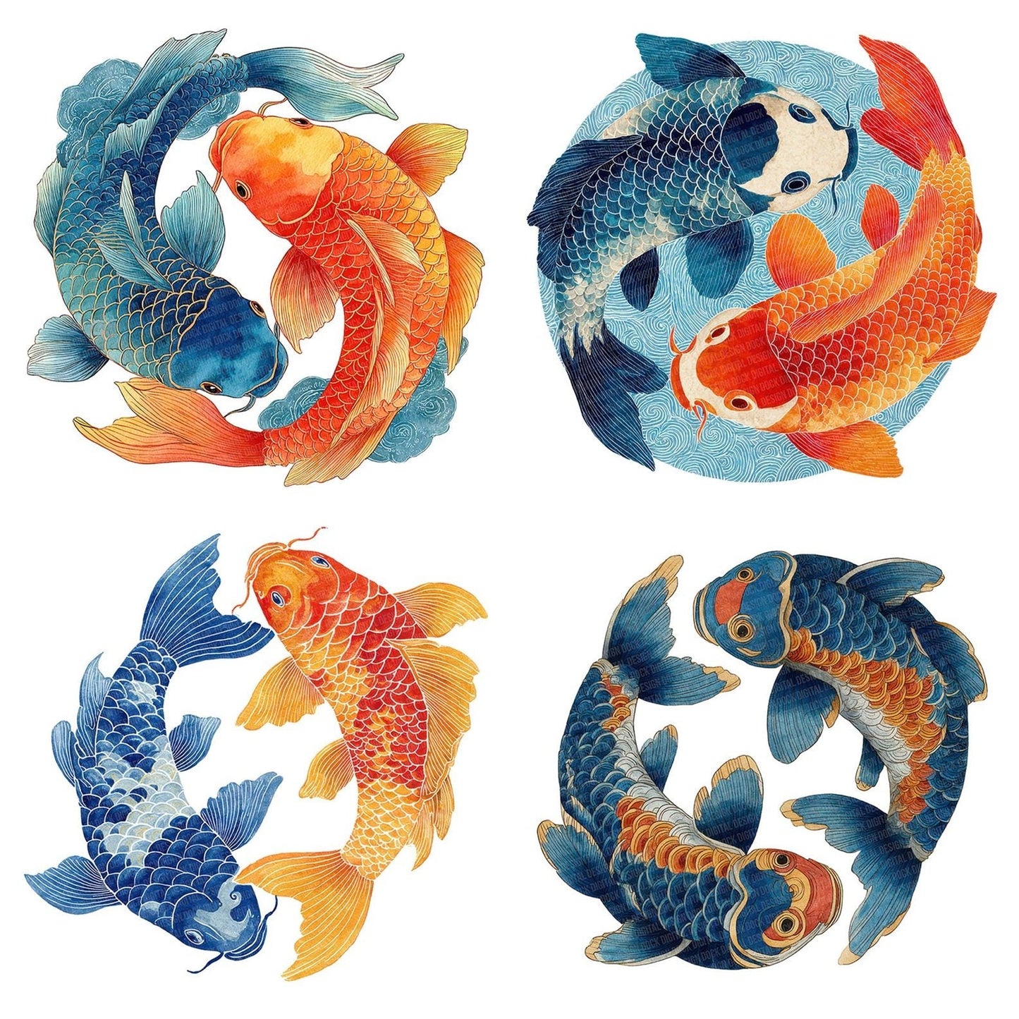 Twin Folk Koi Carp Clipart Set (DDD006794)