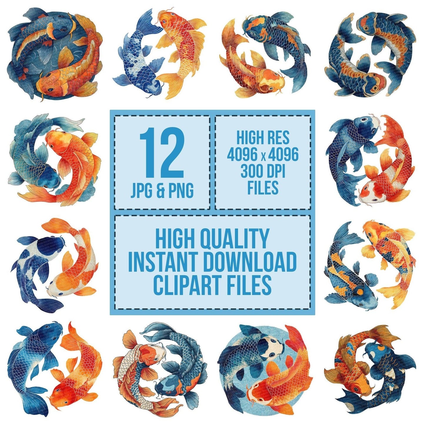 Twin Folk Koi Carp Clipart Set (DDD006794)