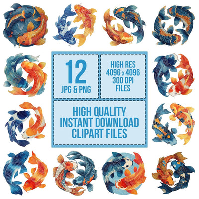 Twin Folk Koi Carp Clipart Set (DDD006794)
