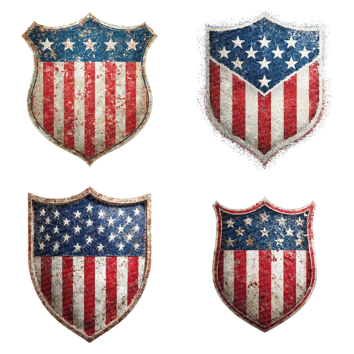 USA Flag Shield Emblem Clipart Set (DDD006806)