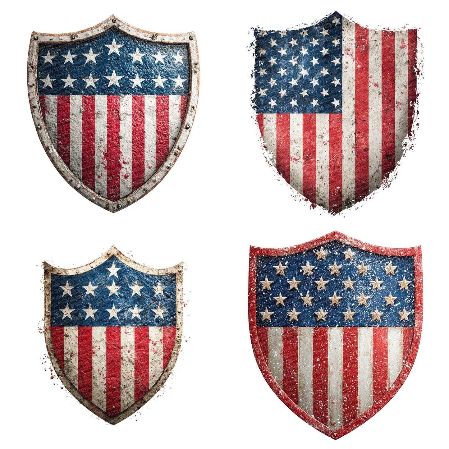 USA Flag Shield Emblem Clipart Set (DDD006806)