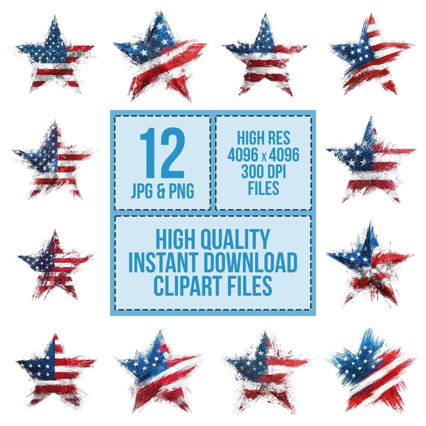 USA Flag Star Grunge Clipart Set (DDD006807)